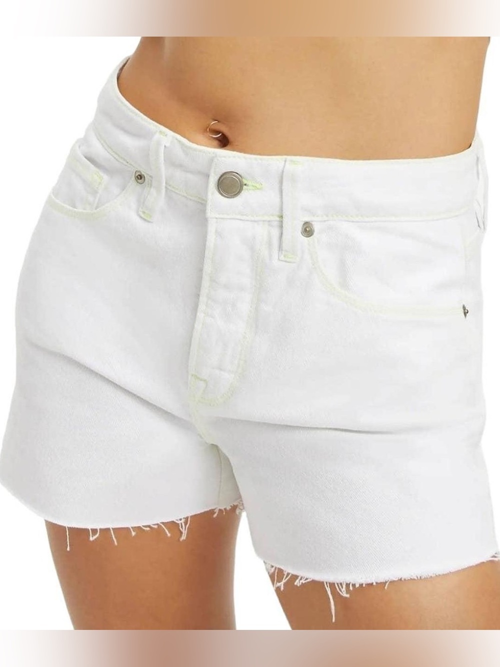GOOD AMERICAN 90’s high rise white denim shorts size 10/30